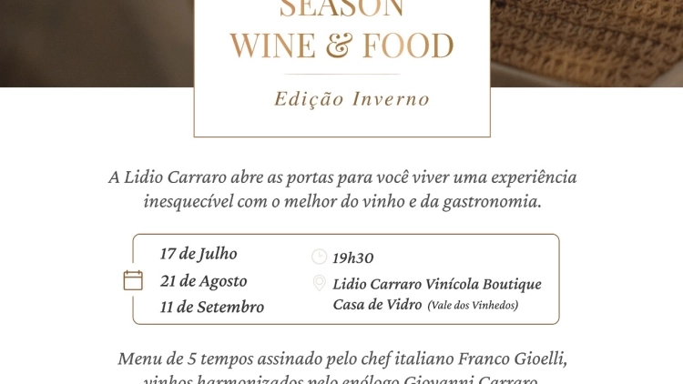 Jantar harmonizado Lidio Carraro - Season Wine & Food SETEMBRO 
